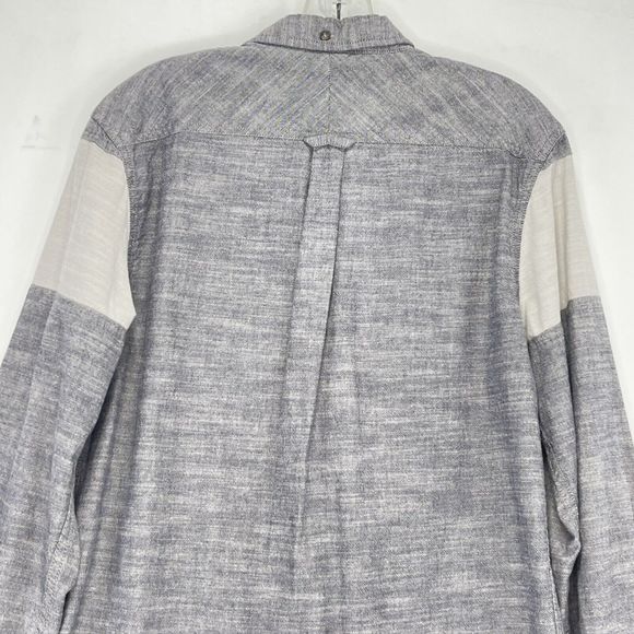 Mens Shirt Small Cotton Gray Color Block Button Up Long Sleeve Jeffrey Max - Picture 5 of 16